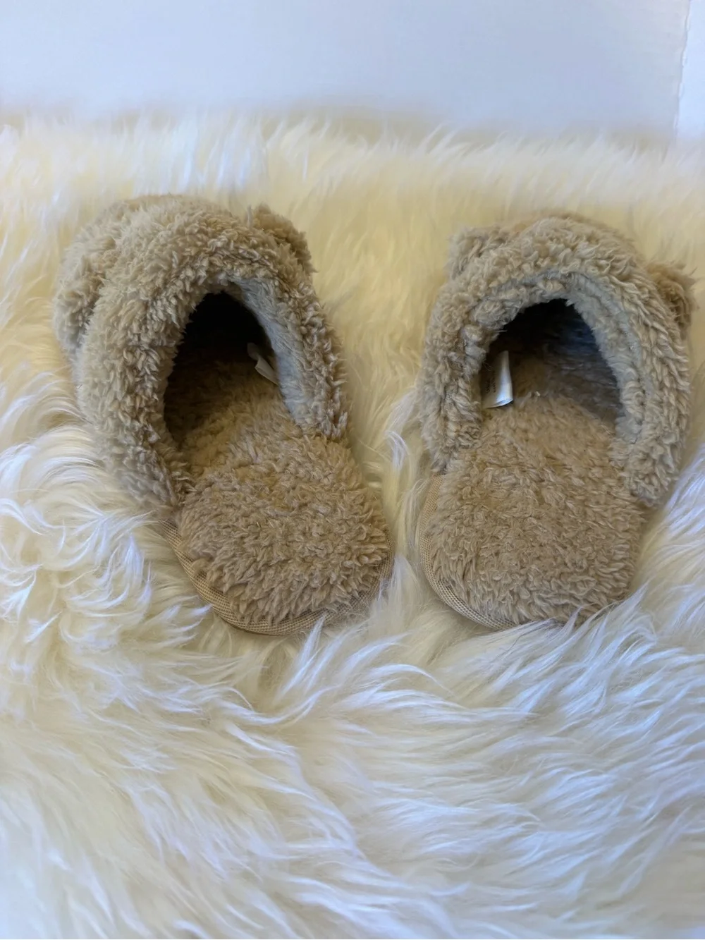 Rylee + Cru Cozy Bear Kids Slippers - Light Brown Plush